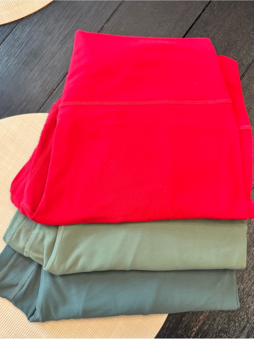 lululemon athletica Red, Olive Green, and sage green LeggingSet. Three in total. - Picture 2 of 6